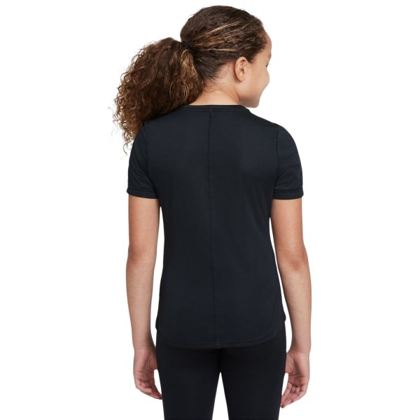 Nike Dri-Fit One Kids Girls Short Sleeve Top - Black/White