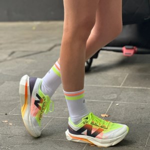 Shyu Half Crew Racing Socks - White/Lime/Mango