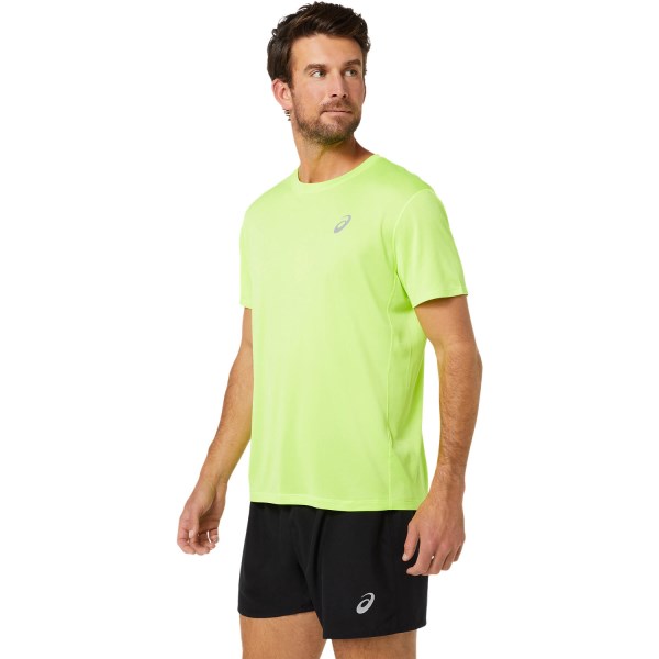 Asics Silver Mens Short Sleeve Running T-Shirt - Hazard Green