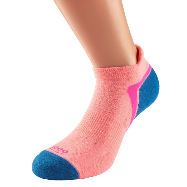 1000 Mile Active Socklet Womens Sports Socks - Single Layer - Peach/Teal