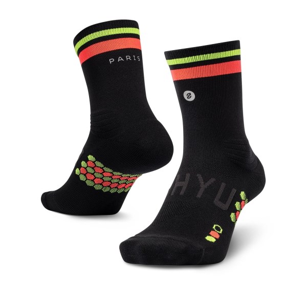 Shyu Half Crew Racing Socks - Black/Red/Neon