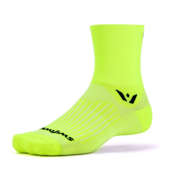 Swiftwick Aspire 4 Inch Running Socks - Hi Viz Yellow