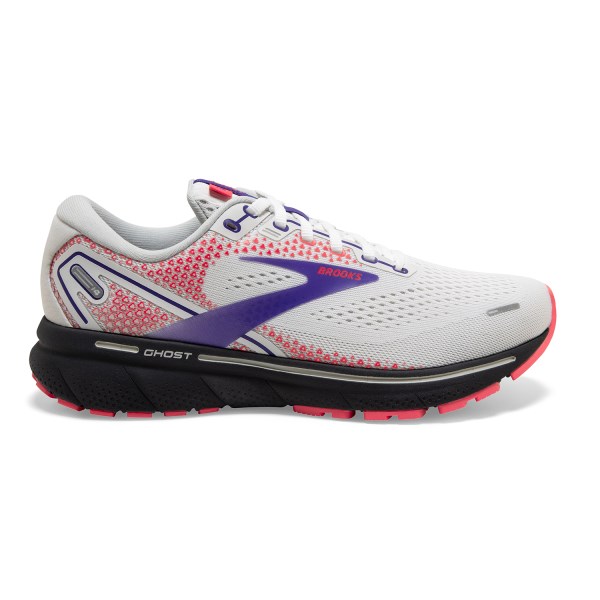 Brooks Ghost 14 - Womens Running Shoes - White/Purple/Coral