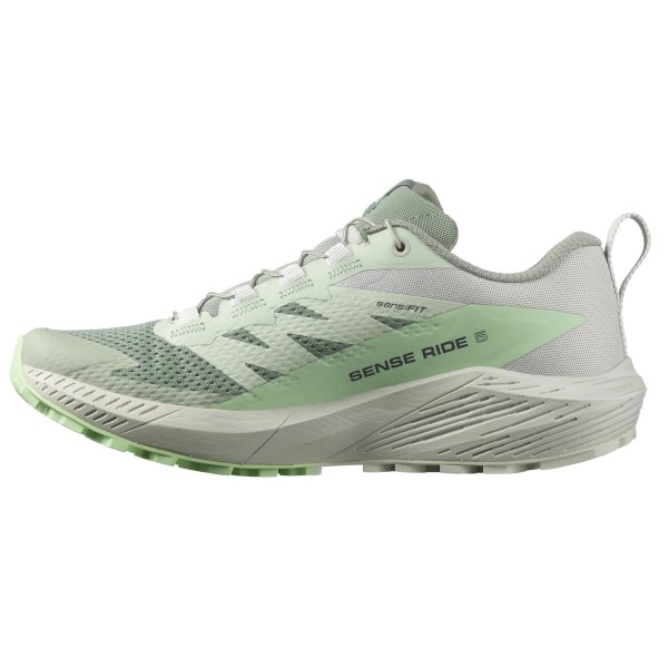 Salomon Sense Ride 5 - Womens Trail Running Shoes - Lily Pad/Metal/Green Ash