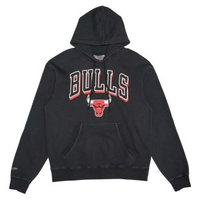 Mitchell & Ness Chicago Bulls Vintage Keyline Logo Hoodie - Faded Black
