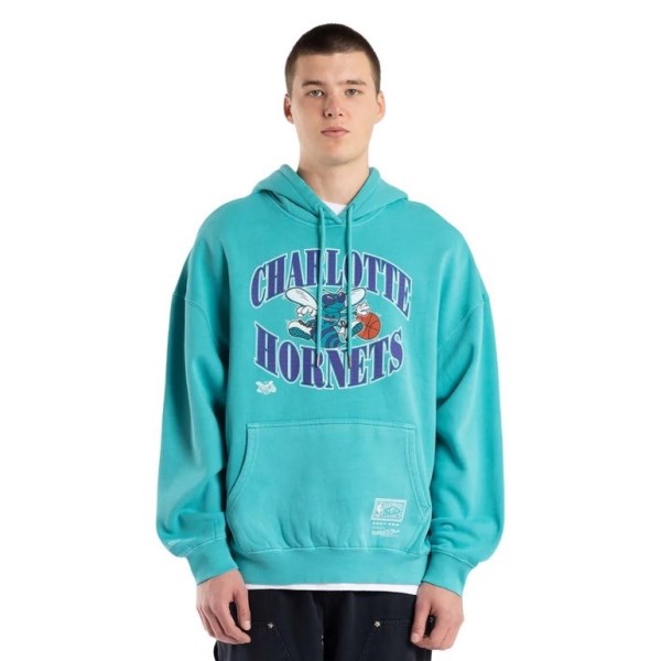 Mitchell & Ness Charlotte Hornets Point Guard Mens Basketball Hoodie - Faded Teal