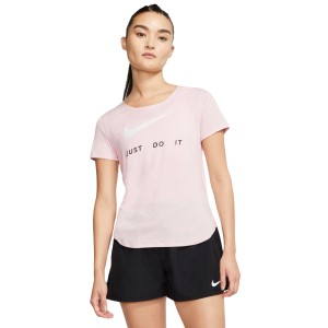 Nike Swoosh Womens Short Sleeve Running T-Shirt - Barely Rose/White