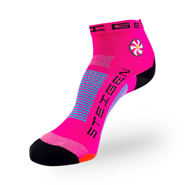 Steigen Quarter Length Running Socks - Fluro Pink/Black