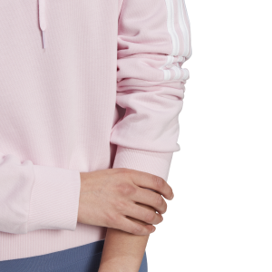Adidas Essentials 3-Stripes Crop Womens Hoodie - Clear Pink