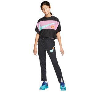 Nike Icon Clash Kids Girls Short Sleeve Training Top - Black/Magic Flamingo/Emerald Rise