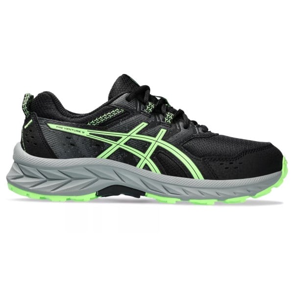 Asics Gel Venture 9 GS - Kids Trail Running Shoes - Black/Illuminate Green