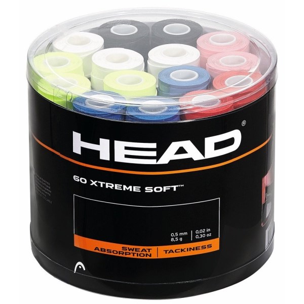 Head Xtreme Soft Tennis Overgrip - 60 Pack Tub - Assorted