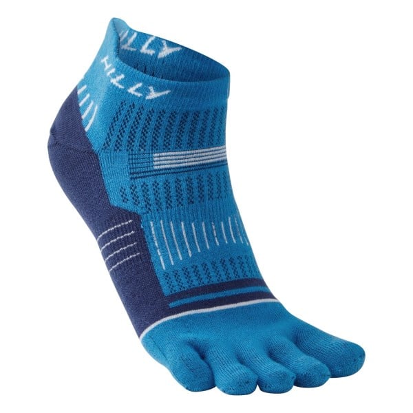Hilly Toe Socklet - Running Socks - Electric Blue/Mid Blue/White