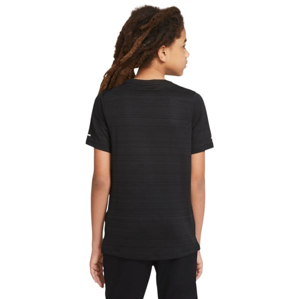 Nike Dri-Fit Miler Kids Running T-Shirt - Black/Grey