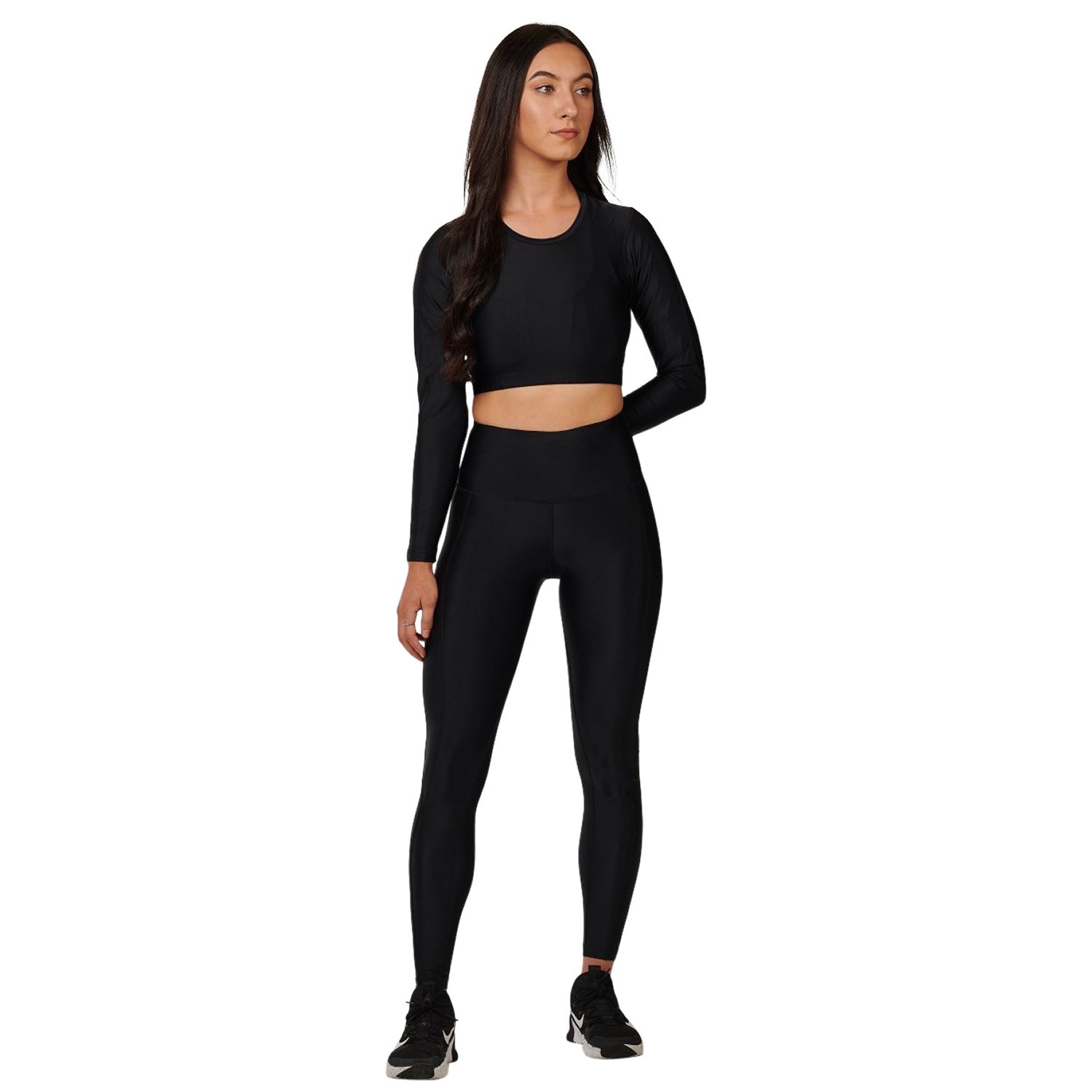o2fit Womens High Waist Compression Tights - Black | Sportitude