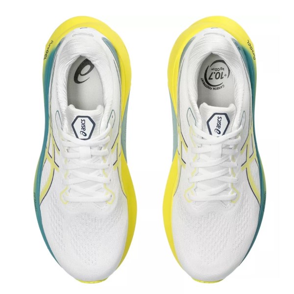 Asics Gel Kayano 30 - Mens Running Shoes - White/Bright Yellow