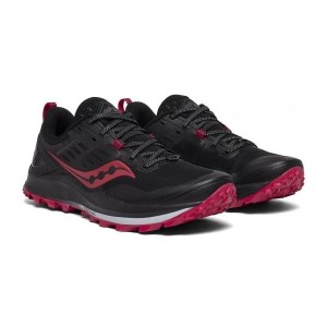 Saucony Peregrine 10 - Womens Trail Running Shoes - Black/Barberry