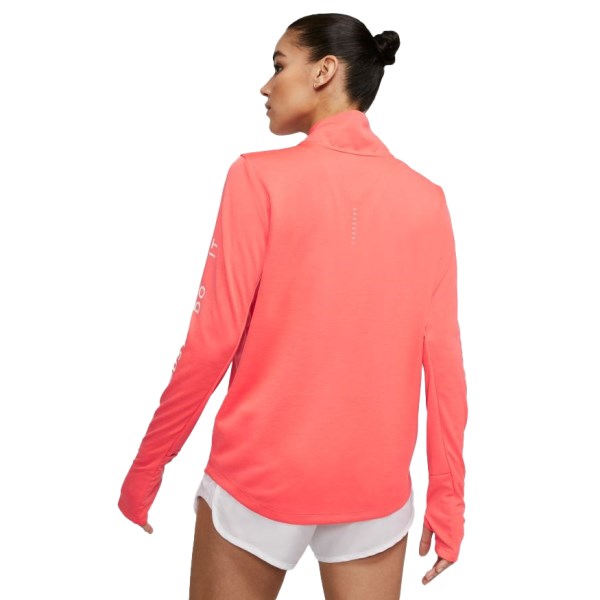 Nike Midlayer Swoosh 1/4 Zip Womens Long Sleeve Running Top - Magic Ember/White