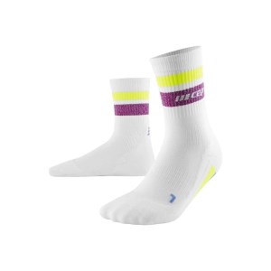 CEP Miami Vibes 80s Mid Cut Compression Socks - White/Purple/Yellow
