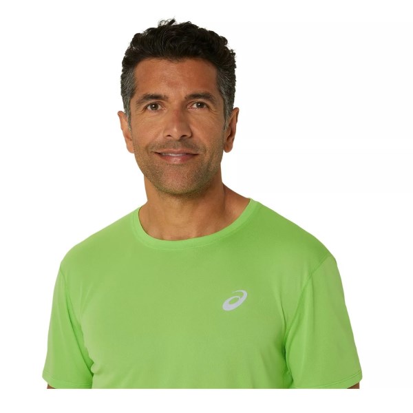 Asics Silver Mens Short Sleeve Running T-Shirt - Electric Lime