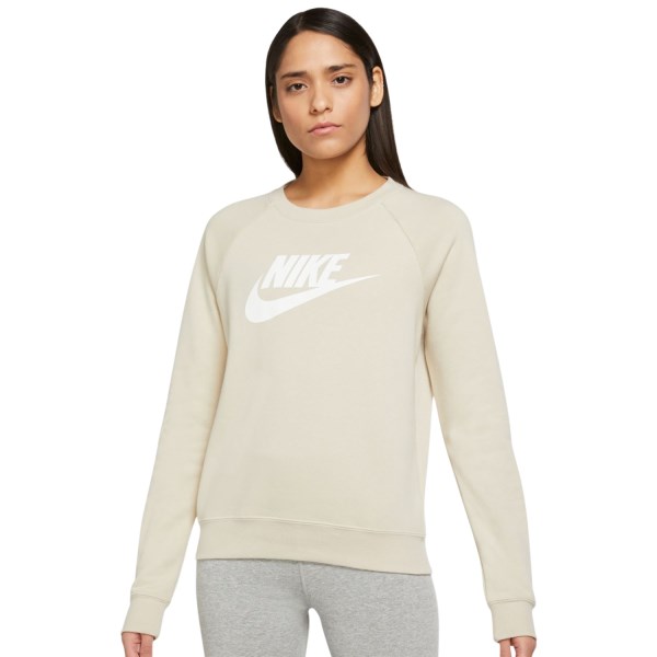 Nike Sportswear Essential Fleece Crew Womens Sweatshirt - Rattan White ...