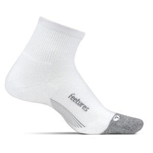 Feetures Elite Max Cushion Quarter Running Socks - White