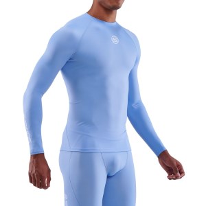 Skins Series-1 Mens Compression Long Sleeve Top - Sky Blue