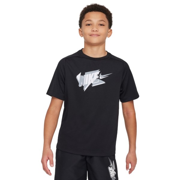 Nike Multi Kids Boys Running T-Shirt - Black/White