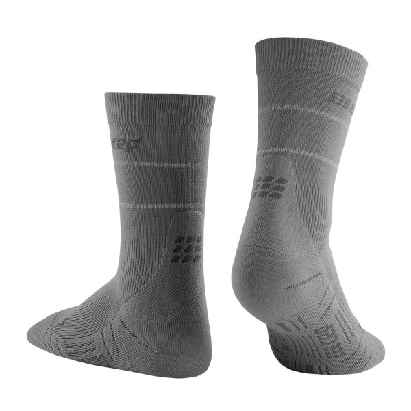 CEP Reflective Mid Cut Running Socks - Grey