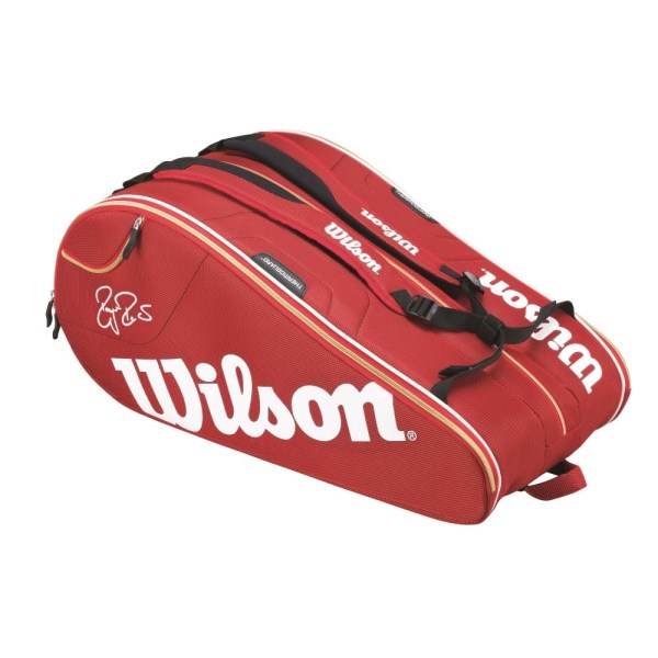 Wilson Federer 15 Pack Tennis Racquet Bag - Black/Red