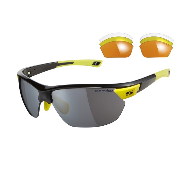 Sunwise Kennington Sports Sunglasses + 3 Lens Sets - Black