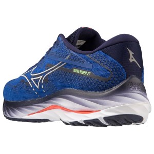 Mizuno Wave Rider 27 - Mens Running Shoes - Surf The Web/White/Neon Flame
