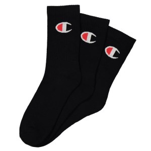 Champion C Logo Mens Crew Socks - 3 Pack - Black