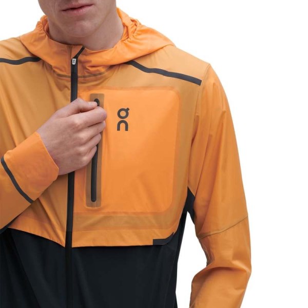 On Running Mens Weather Jacket - Mango/Navy