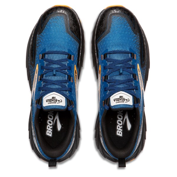 Brooks Cascadia 18 - Mens Trail Running Shoes - Blue Sapphire/Black/Org