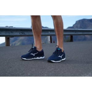Mizuno Wave Sky Waveknit 3 - Mens Running Shoes - True Blue/Nimbus Cloud