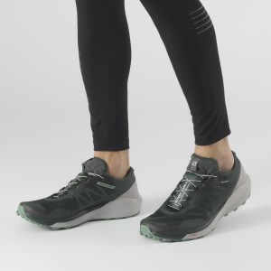 Salomon Sense Ride 3 - Mens Trail Running Shoes - Green Gables/Alloy/Oil Blue