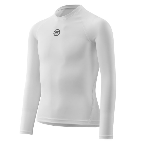 Skins Series-1 Youth Kids Compression Long Sleeve Top - White