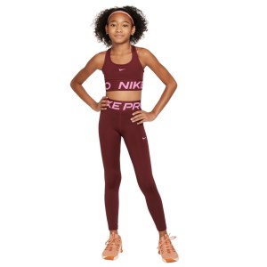 Nike Pro Swoosh Kids Girls Sports Bra - Dark Team Red/Playful Pink