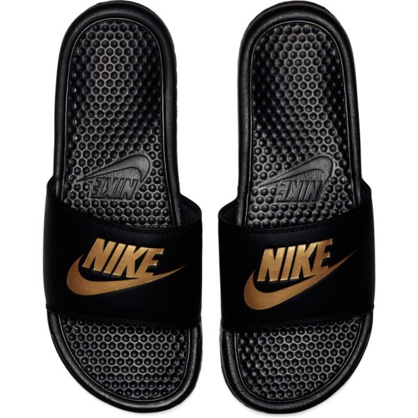 Nike Benassi Just Do It - Mens Slides - Black/Metallic Gold