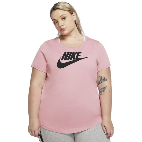 Nike Sportswear Essential Womens T-Shirt - Plus Size - Pink Glaze/Black