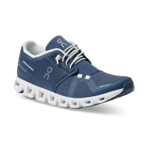 On Cloud 5 - Womens Running Shoes - Denim/White