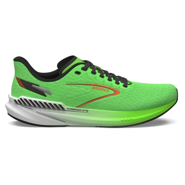 Brooks Hyperion GTS - Mens Running Shoes - Green Gecko/Red Orange/White