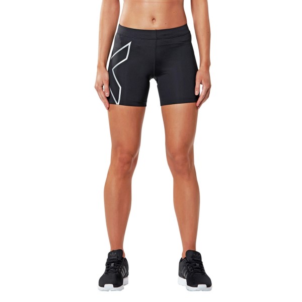 2XU 5 Inch Womens Compression Shorts - Black/Silver | Sportitude