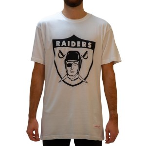 Mitchell & Ness Oakland Raiders Team Logo NFL Mens Football T-Shirt - White
