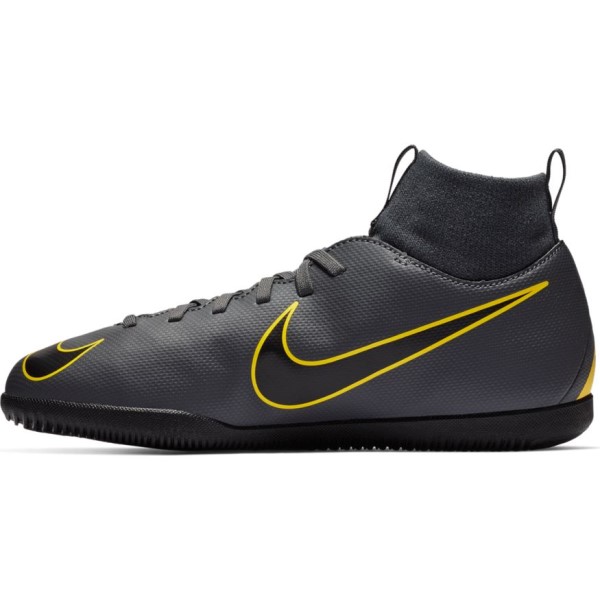 Nike Jr SuperflyX 6 Club IC - Kids Indoor Soccer/Futsal Shoes - Dark Grey/Black/Opti Yellow