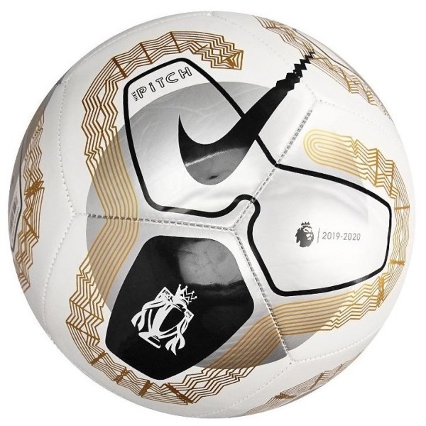 Nike Premier League Pitch Soccer Ball - Size 5 - White/Gold/Metallic Silver/Black