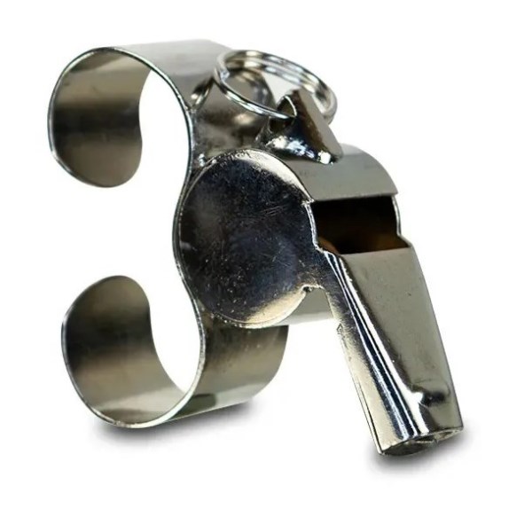 Sherrin Metal Whistle With Finger Grip - Silver
