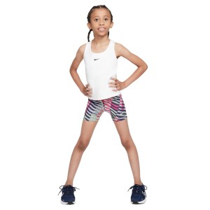 Nike Dri-Fit 3 Inch All Over Print Kids Girls Training Shorts - Fireberry/White