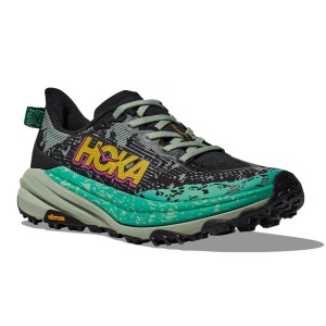 Hoka Speedgoat 6 - Womens Trail Running Shoes - Black/Aloe Vera